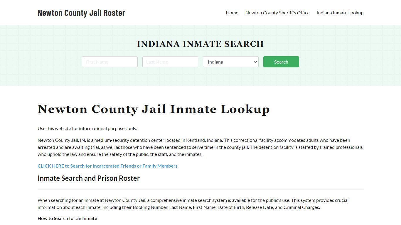 Newton County Jail Roster Lookup, IN, Inmate Search